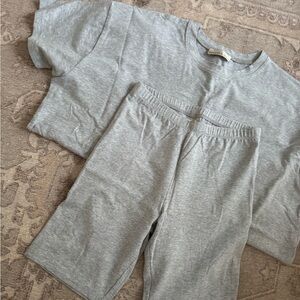heather grey biker short set